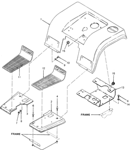 Fenders And Foot Rest Diagram and Parts List for 1861 821060-836000-140671100-142663100 Cub Cadet Lawn Tractor